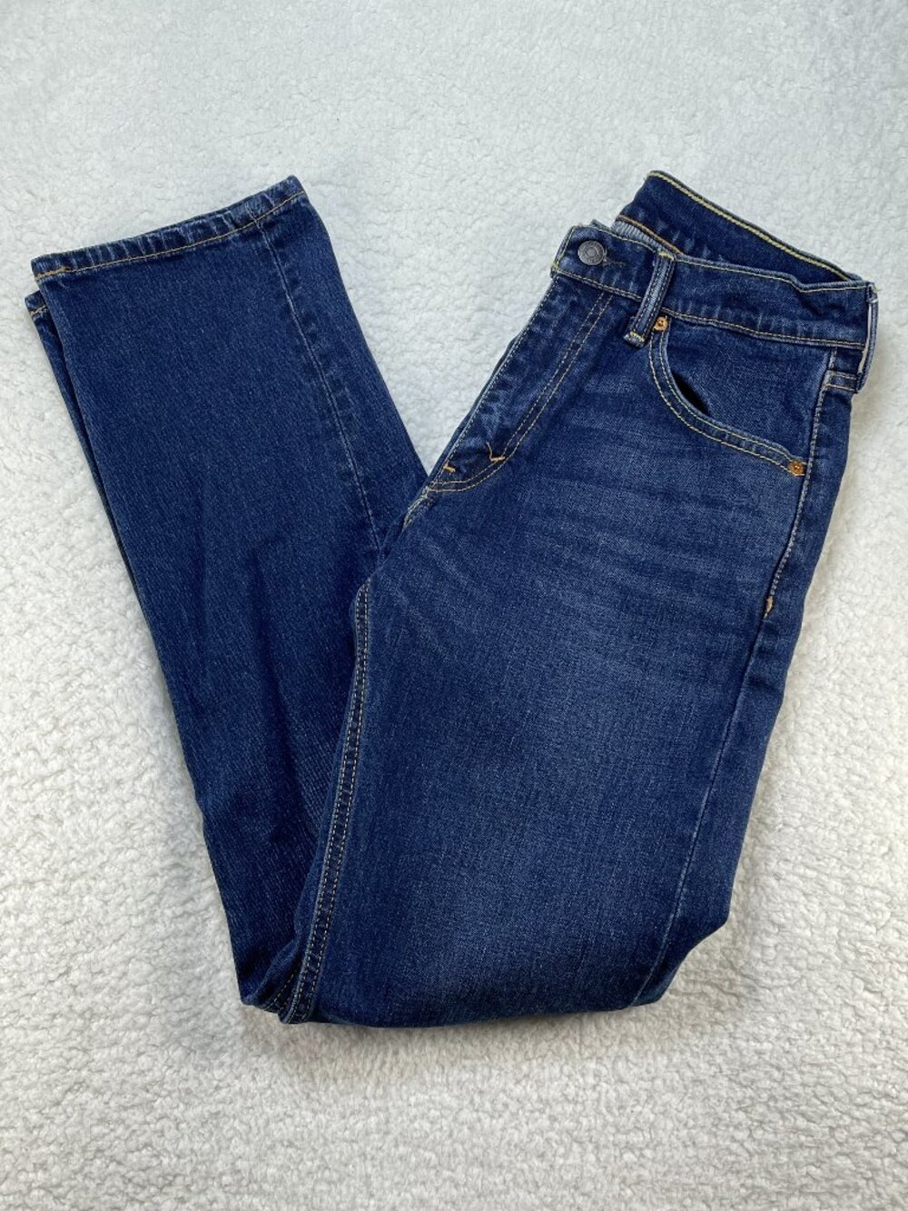 Levis Jeans Mens 30x32 Blue 505 Straight Leg Regular Dark Wash Mid Rise Denim